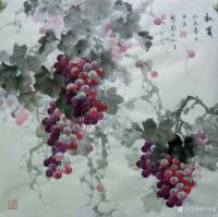 艺术家卢俊良日记:四尺斗方国画葡萄新作品一组,《岁月静好》《秋实》《秋趣》《硕【图3】