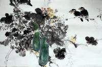 艺术家陈子华日记:国画花鸟画《秋思》《蕉荫图》,观秋景有感而创作;
第一【图1】