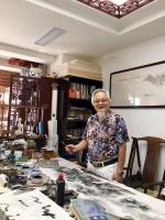 艺术家金新宇生活:国画山水苍松瀑布取诗意“此曲只应天上有 人间能得几回闻”;尺【图1】