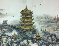 艺术家刘应雄日记:国画山水画《黄鹤楼的春天》,尺寸六尺横幅96X180CM,庚【图1】