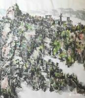 艺术家杨牧青日记:名称：大写意国画《浮影美丽河山》规格：137cmx70cm；【图1】