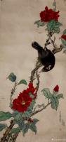 艺术家叶向阳日记:国画花鸟画《山茶花飘香,鷯哥喜来登》,尺寸四尺竖幅68X13【图0】