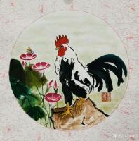 艺术家宋继兰日记:国画花鸟画公鸡作品《富贵吉祥》，公鸡和牵牛花。
  牵牛花【图0】