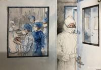 艺术家周海波日记:抗疫作品水彩画《我轻轻的关门》进行中....
观点：绘画不【图3】