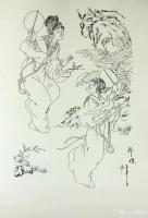 艺术家罗树辉日记:若干年前的仕女图稿《扑蝶》《鸟语》，找出来，好像也勉强可看。【图1】