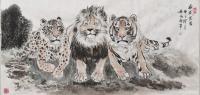 艺术家穆振庚日记:国画动物狮虎豹系列作品《威武三君》《天伦之乐》，作品尺寸四尺【图0】