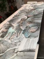 艺术家任振山收藏:应邀为某地产集团绘制的巨幅国画山水画《旭日东升图》。【图2】