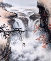 艺术家罗树辉日记:国画山水画作品《猿戏云水间 》,尺寸四尺整纸138X68CM【图1】