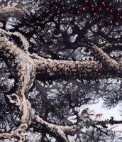 艺术家罗树辉日记:国画山水画作品《猿戏云水间 》,尺寸四尺整纸138X68CM【图3】