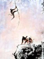 艺术家罗树辉日记:罗树辉国画《雪里见精神》松树、猴；创作时间壬寅年春月。
作【图2】