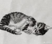 艺术家罗虹明日记:这两天画了个小手卷《懒猫》系列，像呆在家里的你吗？疫情反复，【图2】