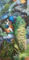 艺术家黎群日记:分享《孔雀》油画5幅，尺寸80X160㎝孔雀图，以昂首挺立的【图3】