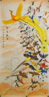艺术家胡记领日记:国画工笔画《百鸟朝凤》，作品尺寸：140/70厘米【图0】