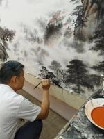 艺术家罗树辉日记:国画山水画《云海苍松》，300Cm*126 Cm大画在创作中【图3】