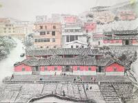 艺术家徐景莲日记:这幅《故乡风情图》作品是给一位福建藏家画的。这个村庄已经拆迁【图1】