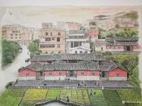 艺术家徐景莲日记:这幅《故乡风情图》作品是给一位福建藏家画的。这个村庄已经拆迁【图2】