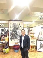 艺术家叶仲桥收藏:广西书法院副院長叶健兄长来我工作室参观指导,帶來他的六米长卷【图1】