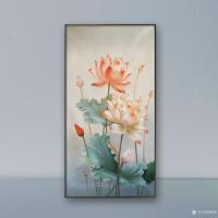 艺术家黎群日记:《荷花》油画欣赏,阳光洒落在荷叶上,为这片宁静的荷塘描绘出如【图0】