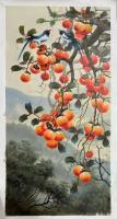 艺术家黎群日记:柿柿如意，60-120㎝布面油画。《事事如意》，挂满枝头的柿【图1】