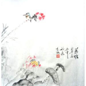 艺术品图片：艺术家李牧国画作品名称《【荷塘】作者李牧》价格240.00 元