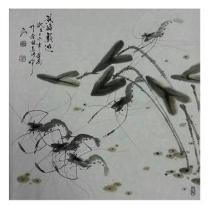 艺术品图片：艺术家周居安国画作品名称《【游虾】作者周居安》价格1920.00 元