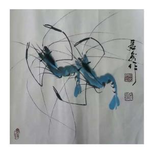 周居安国画作品《【彩虾】作者周居安》价格480.00元
