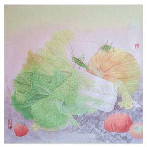 艺术品图片：艺术家傅饶国画作品名称《【蔬果图】作者傅饶》价格4800.00 元