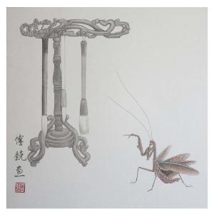 艺术品图片：艺术家傅饶国画作品名称《【螳螂】作者傅饶》价格1000.00 元