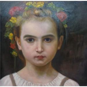 艺术品图片：艺术家黎群油画作品名称《小女孩作者黎群 临摹》价格700.00 元