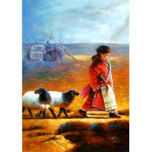 艺术品图片：艺术家陈力油画作品名称《【牧羊】作者陈力》价格1220.00 元