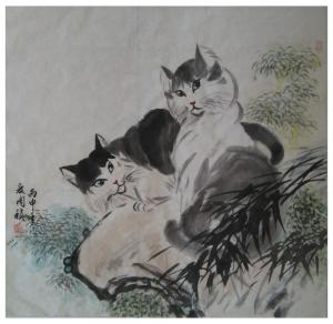 艺术品图片：艺术家周祯国画作品名称《【猫】作者周祯》价格720.00 元