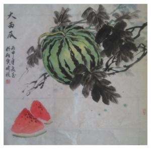 艺术品图片：艺术家周祯国画作品名称《【大西瓜】作者周祯》价格720.00 元