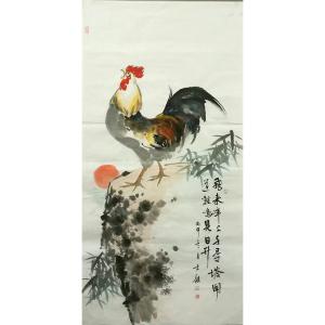 艺术品图片：艺术家卢士杰国画作品名称《公鸡-飞来峰1》价格1536.00 元