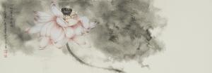 艺术品图片：艺术家逸品莲堂-卢梦阳国画作品名称《心如宝月映琉璃》价格12000.00 元
