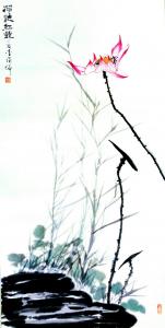 艺术品图片：艺术家李牧国画作品名称《荷池红艳》价格50800.00 元