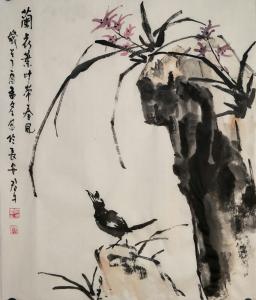 艺术品图片：艺术家田君才国画作品名称《兰花叶叶带春风》价格4800.00 元