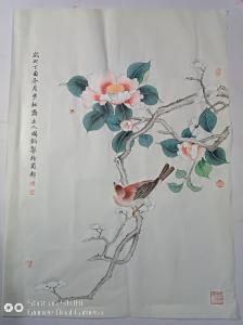 杨国钧国画作品《山茶梅花小鸟图》价格2000.00元