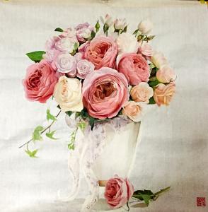 艺术品图片：艺术家杨凌国画作品名称《玫瑰》议价