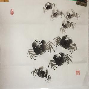 艺术品图片：艺术家杨凌国画作品名称《蟹》议价