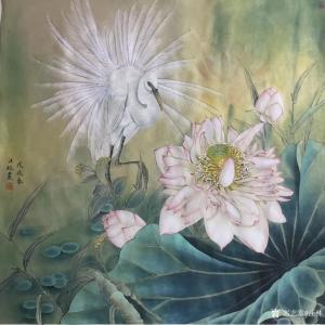 艺术品图片：艺术家汪林国画作品名称《荷花白鹭》价格600.00 元