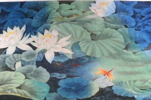 艺术品图片：艺术家韩梅国画作品名称《荷塘清趣》议价