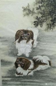 姜进清国画作品《宠物狗》价格600.00元