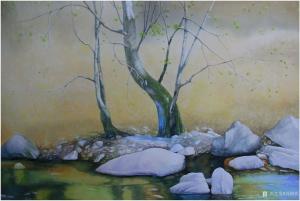 冯保民油画作品《宁静的湖畔》价格5000.00元