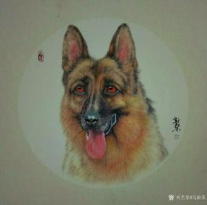 艺术品图片：艺术家马新荣国画作品名称《牧羊犬》价格1000.00 元
