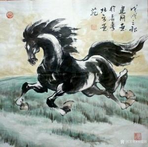 艺术品图片：艺术家刘建国国画作品名称《奔马图》价格480.00 元