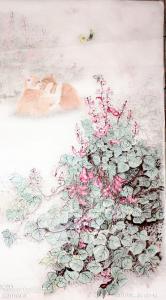 罗虹明国画作品《两小无猜（猫）》价格1500.00元