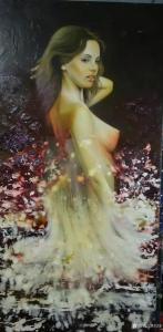 艺术品图片：艺术家刘烽油画作品名称《海边沐浴的少女》议价