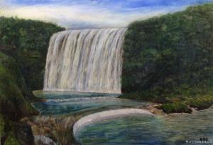 艺术品图片：艺术家画家邹宝远油画作品名称《美丽大瀑布》价格6000.00 元