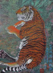 艺术品图片：艺术家叶英伦国画作品名称《大虫休闲逸趣图》价格9989999.00 元