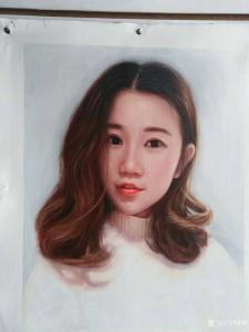 艺术品图片：艺术家黎群油画作品名称《人物肖像-美女照》价格800.00 元